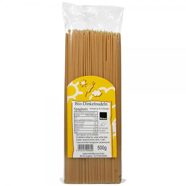 Ei- Mehl aus Dinkel Spaghetti der Bio Hainmühle -ohne